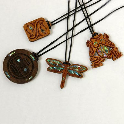 Cherry Wood Pendant with Abalone | Philosopher (Dragonfly) by Shain Jackson