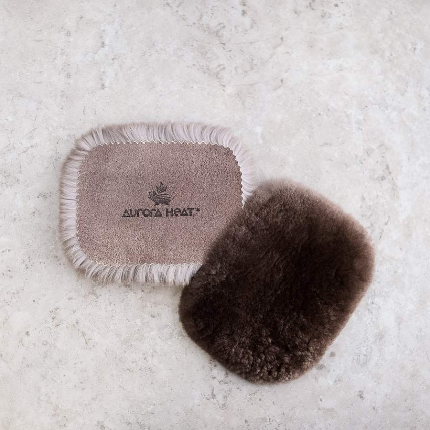 Beaver Fur Hand Warmers in Natural Brown by Aurora Heat