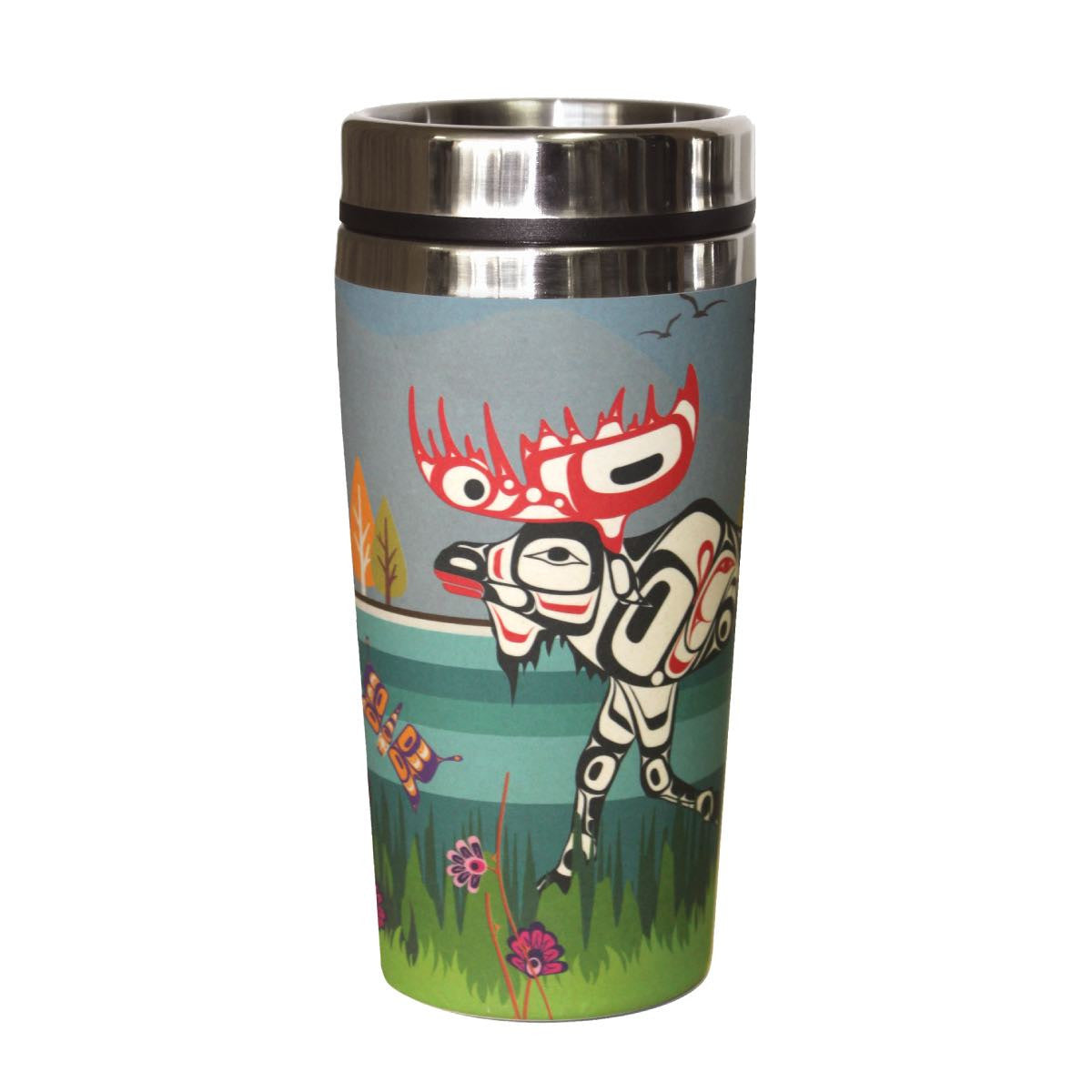 Bamboo Fibre Stainless Steel Travel Mug | Moose by Terry Starr