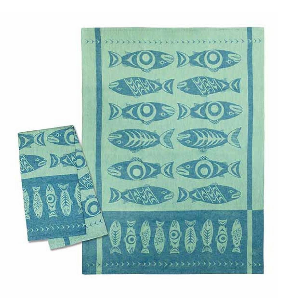 Cotton Jacquard Tea Towel | Salmon in the Wild by Simone Diamond